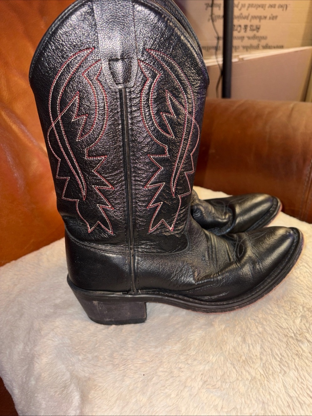 Cody James Women’s Black Leather Cowboy Western Boots Pointed Toe Size 5.0D